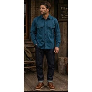Filson field Work Shirt Mens XL blue Cotton Button Down Rugged Outdoor USA heavy
